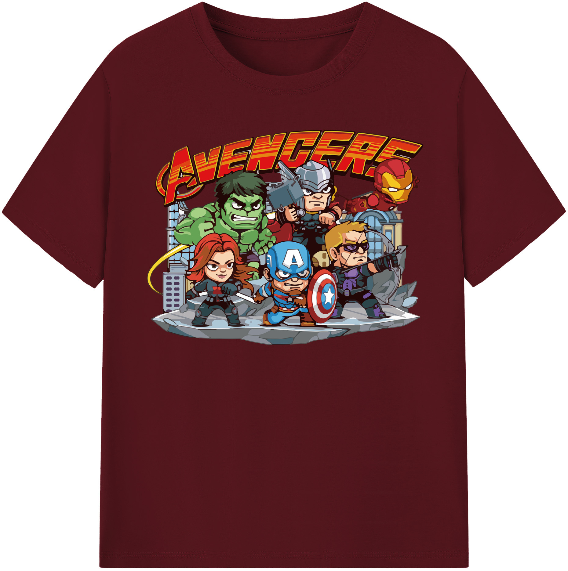 （画像用） アベンジャーズ The Avengers 綿100％半袖Tシャツ（フロントプリント）